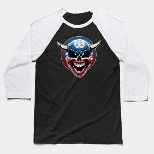 Evil Demon Clown Skull Baseball T-Shirt